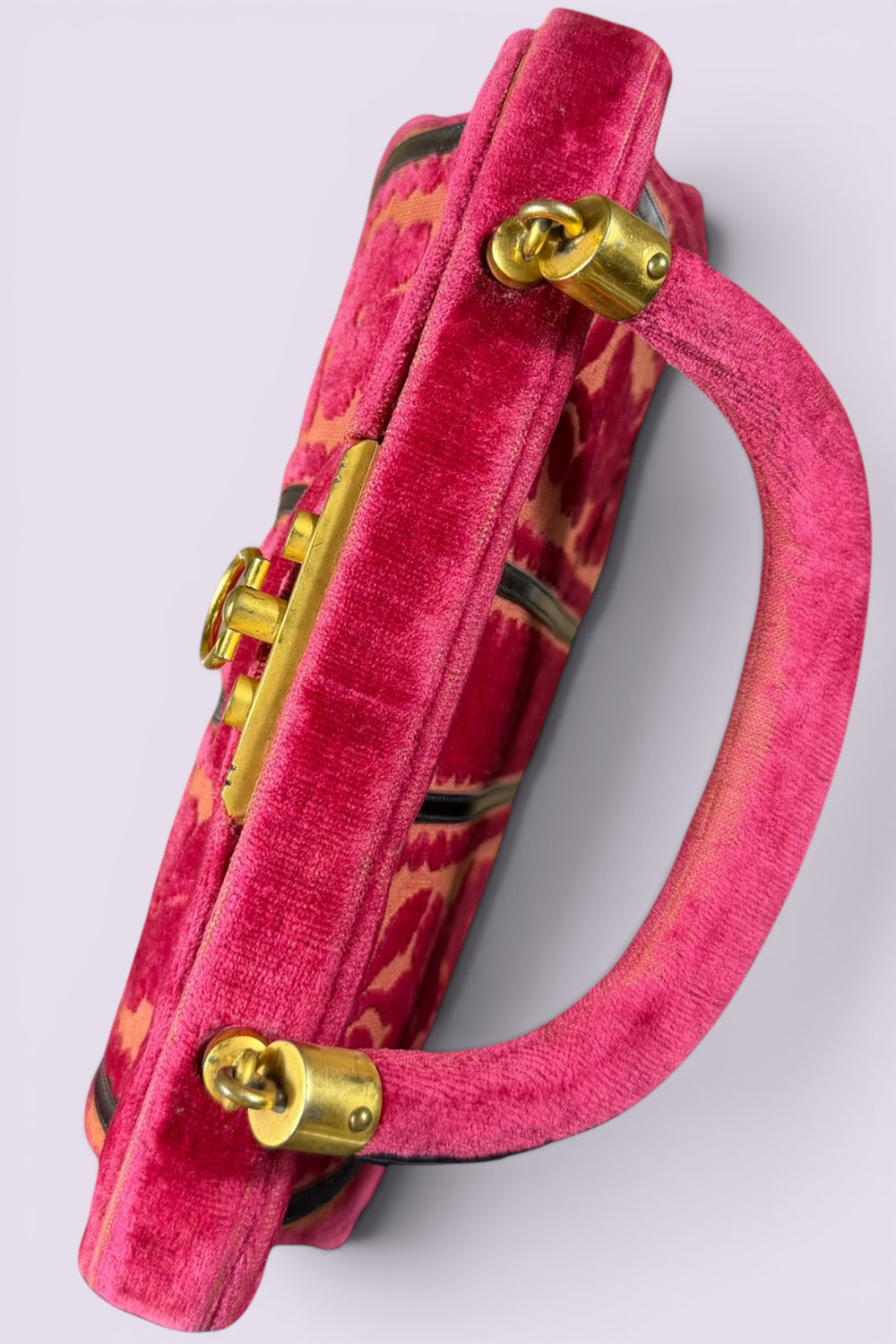 Roberta di Camerino Pink Velvet Floral Frame Bag | Italian Vintage