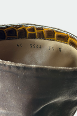 COMING SOON: EMANUEL UNGARO BROWN VELVET CROC-EMBOSSED STILETTO BOOTS | FRENCH SECONDHAND