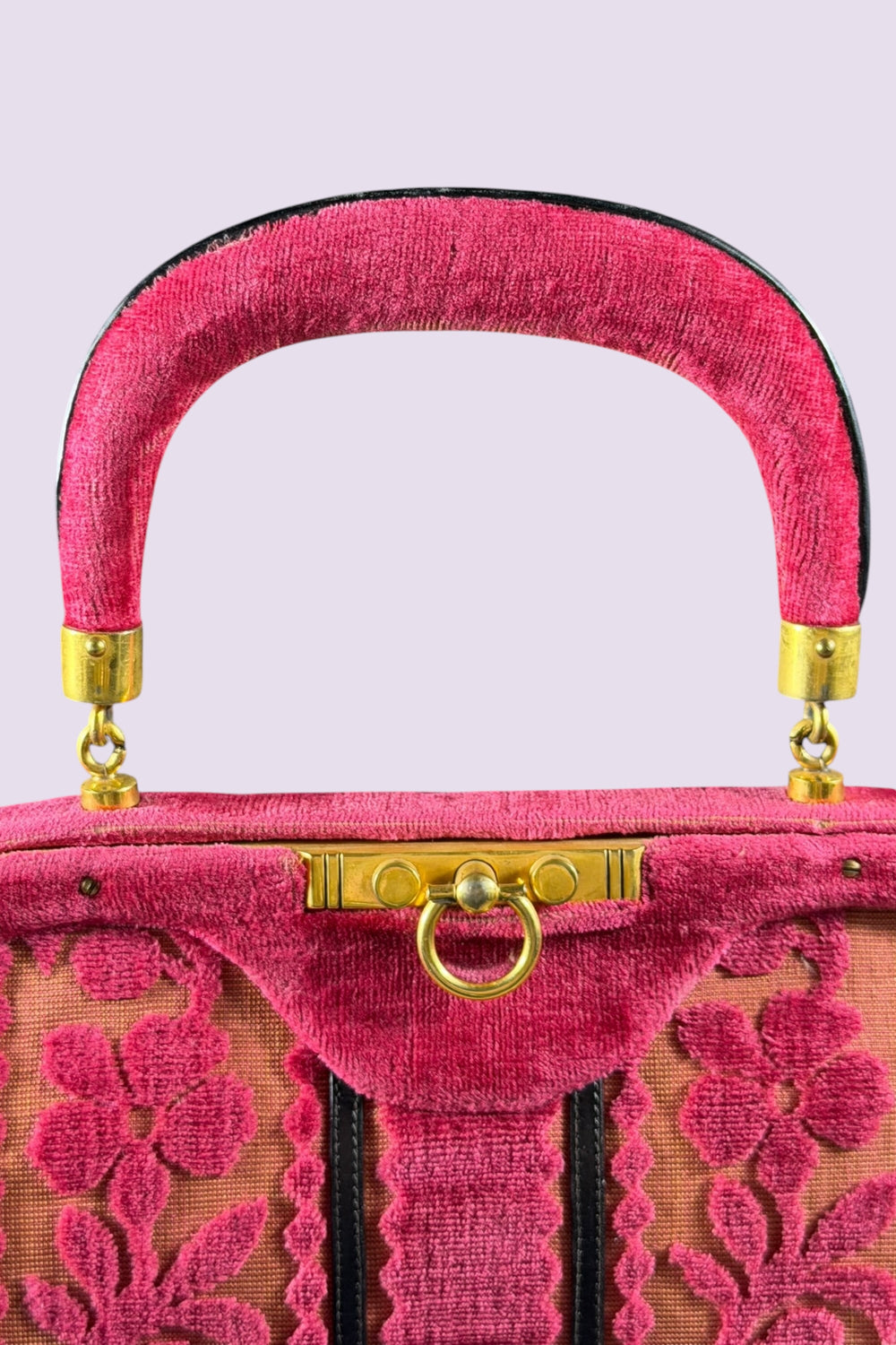 Roberta di Camerino Pink Velvet Floral Frame Bag | Italian Vintage