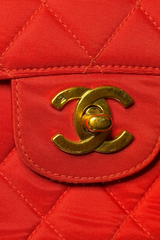 Chanel 90s Small Red Classic Single Flap Bag | French Designer Vintage