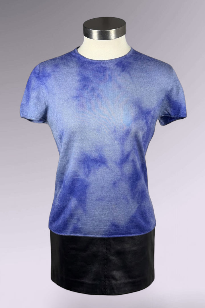 Giorgio Armani 1990s Blue Gradient Cashmere Silk Knit Top | Italian Vintage