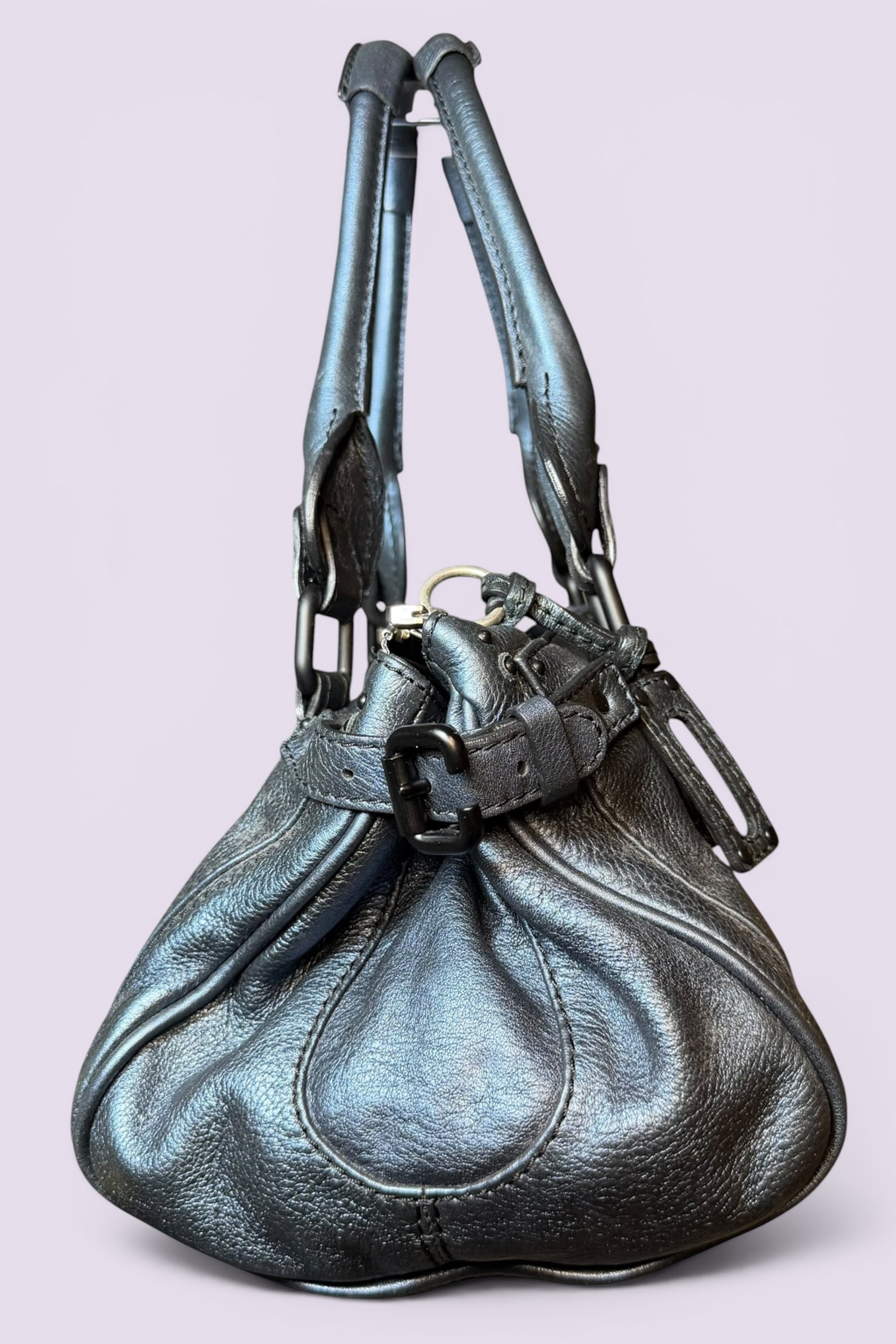 Chloe Paddington Metallic Blue Leather Bag | French Secondhand