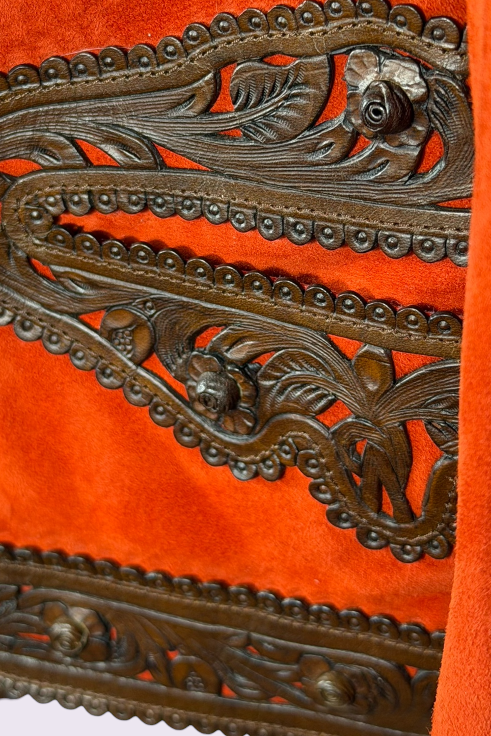 COMING SOON: Ralph Lauren Purple Label Red Suede Leather Appliqué Jacket | American Vintage