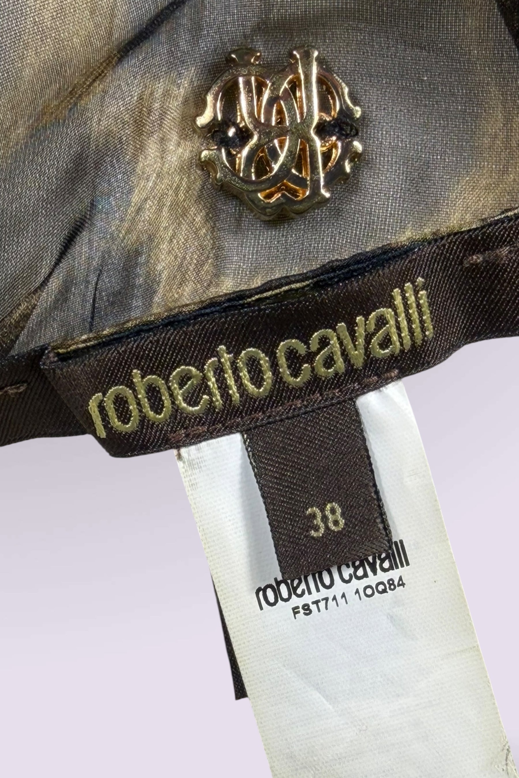 Roberto Cavalli Leopard Print Sheer Tunic Top with Waist Tie | Italian Secondhand