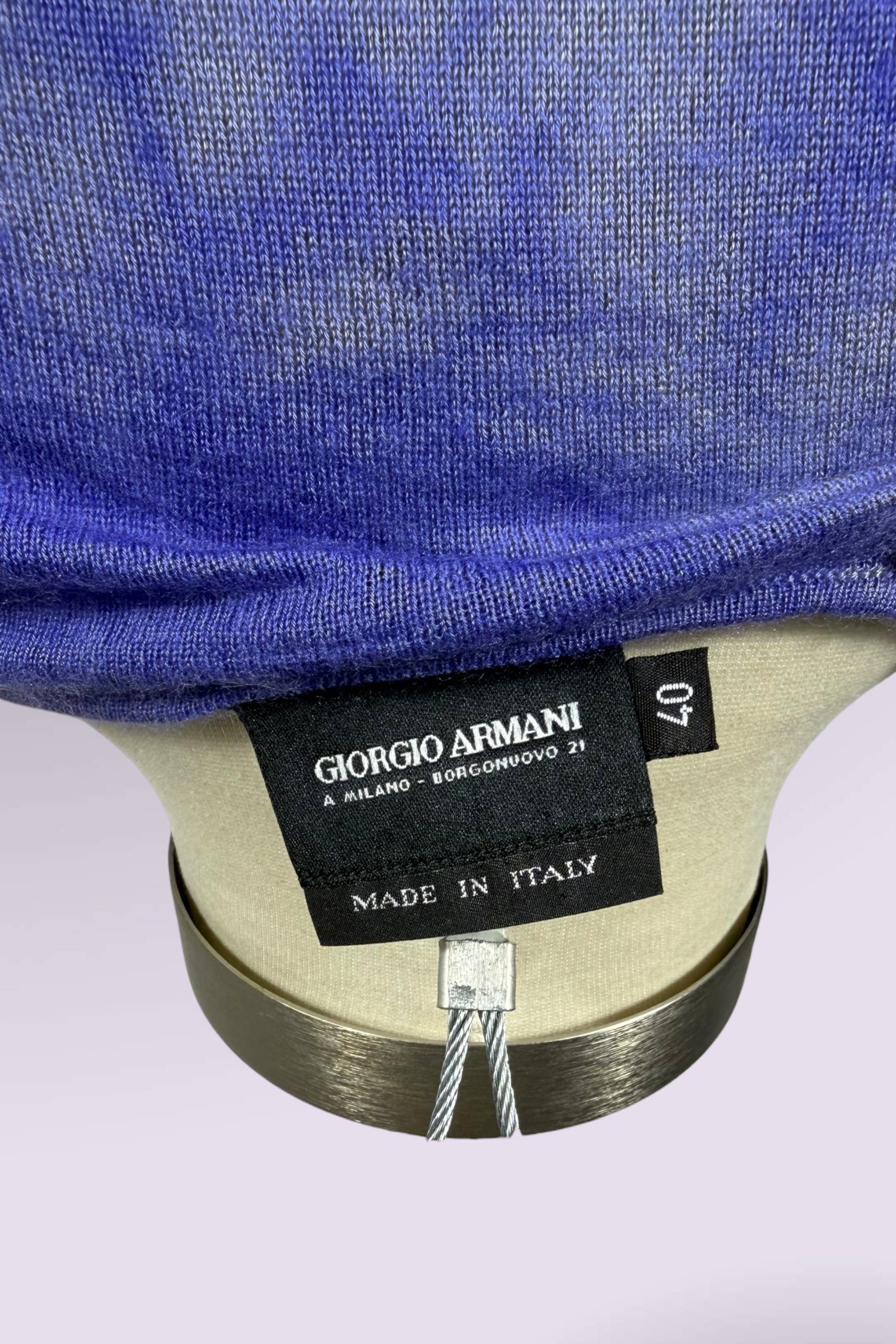 Giorgio Armani 1990s Blue Gradient Cashmere Silk Knit Top | Italian Vintage