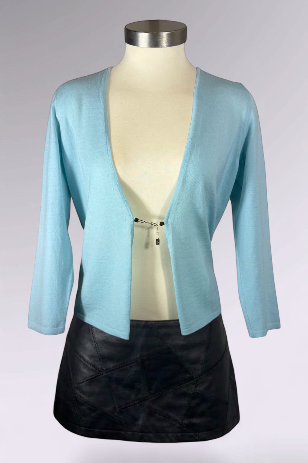 Gucci Light Blue Wool Knit Hook Closure Cardigan | Italian Secondhand
