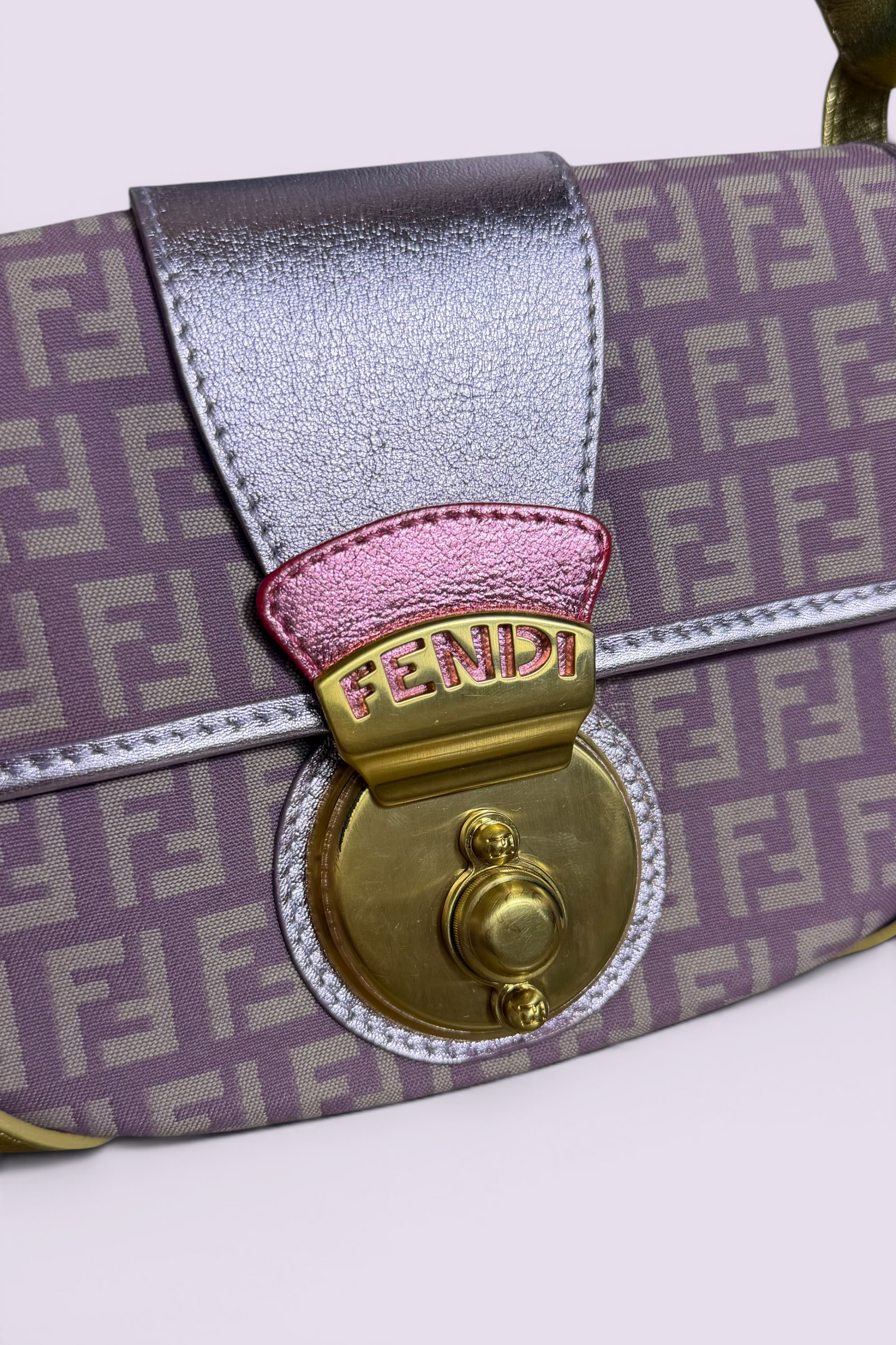 Fendi Zucchino Metallic Leather Shoulder Bag | Italian Secondhand