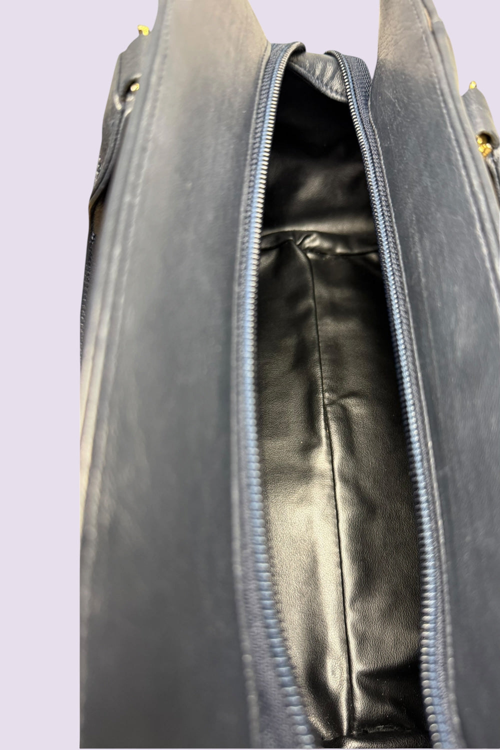Braccialini Black Leather Top Handle Bag | Italian Vintage