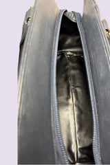 Braccialini Black Leather Top Handle Bag | Italian Vintage