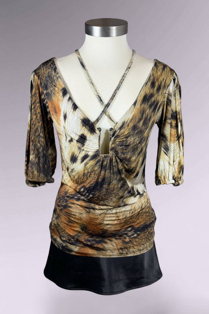 Just Cavalli Leopard Print Ruched Top | Italian Vintage