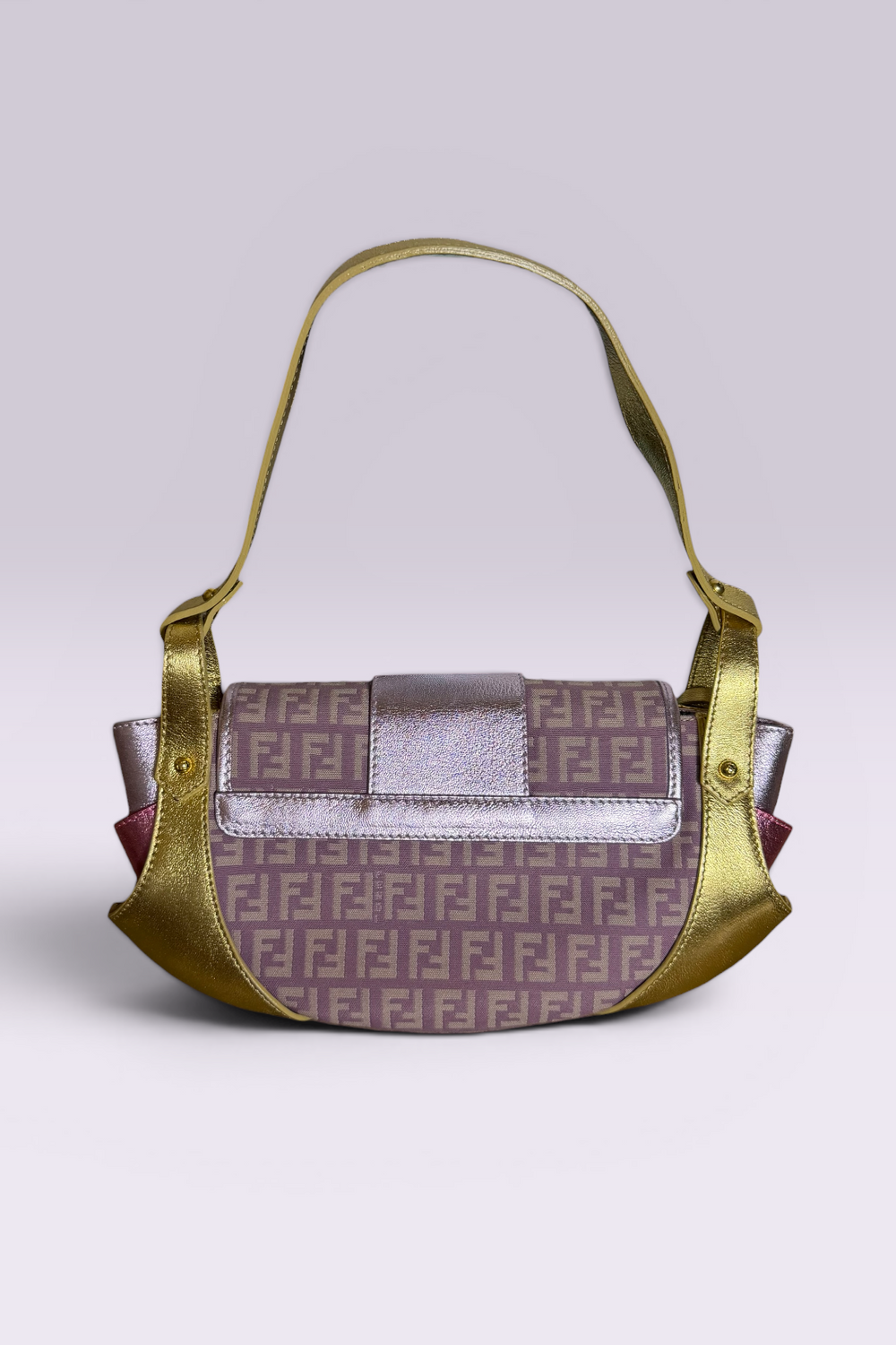 Fendi Zucchino Metallic Leather Shoulder Bag | Italian Secondhand