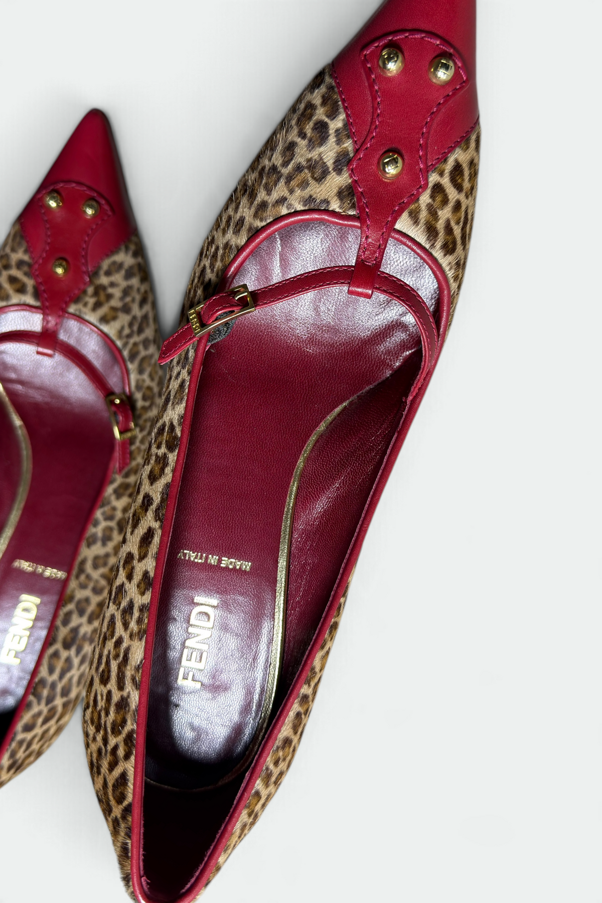 COMING SOON: FENDI LEOPARD PRINT RED LEATHER T-STRAP KITTEN HEELS | ITALIAN SECONDHAND