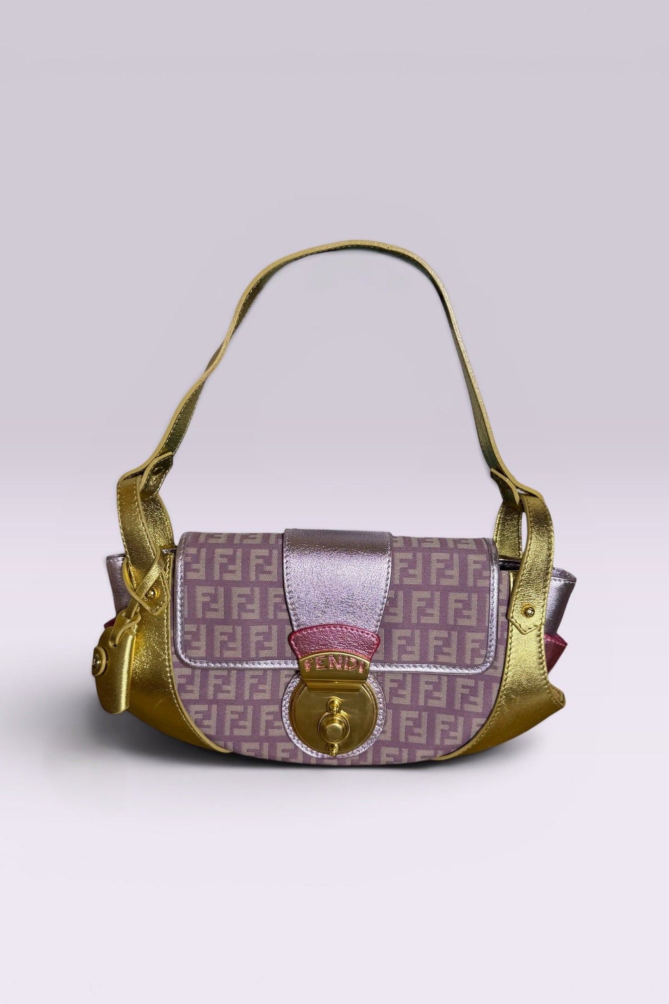 Fendi Zucchino Metallic Leather Shoulder Bag | Italian Secondhand