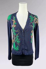 Blumarine Embroidered Wool Cardigan with Mink Fur Collar | Italian Vintage