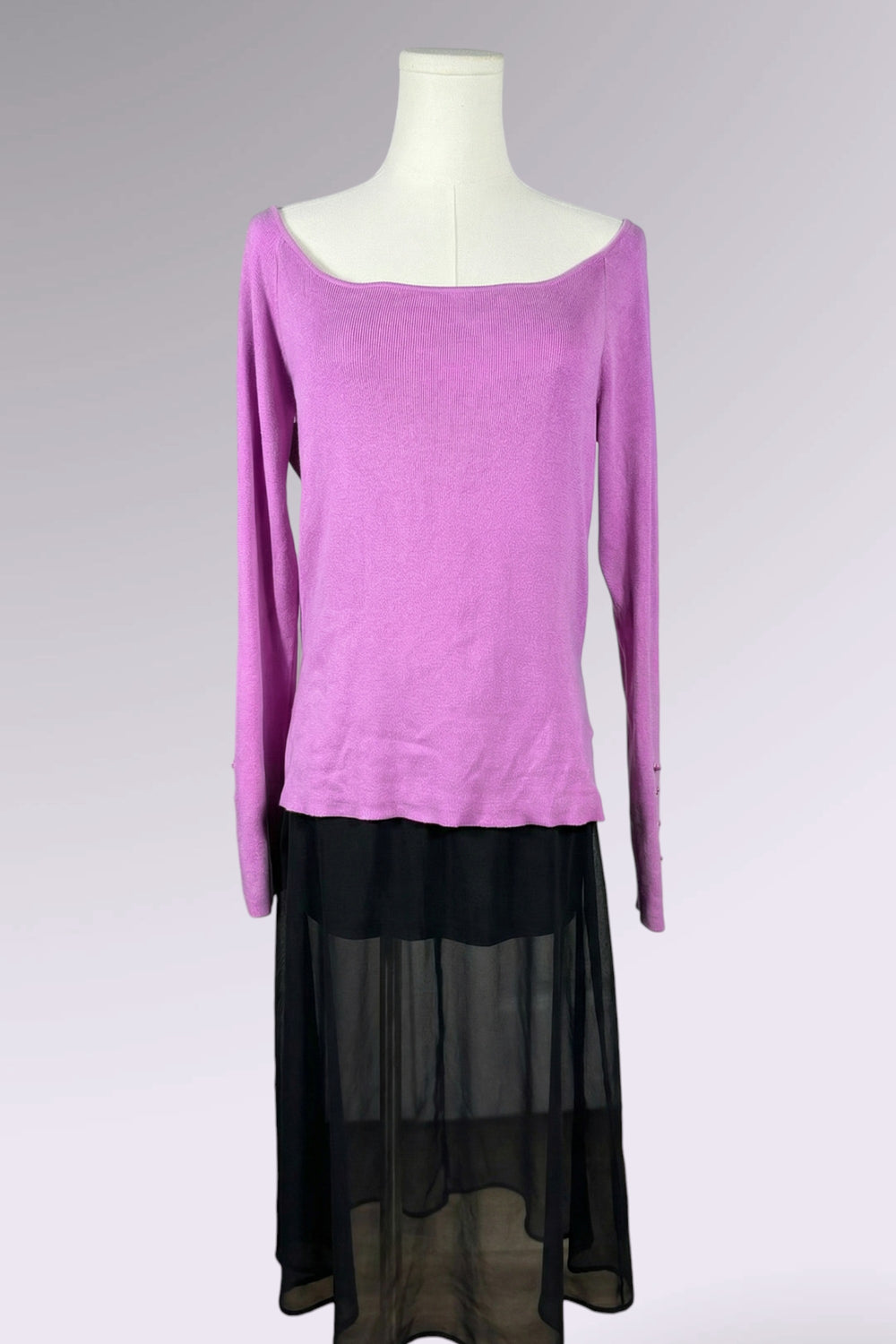 Off Shoulder Silk Blend Top with Detachable Fur Collar | American Vintage