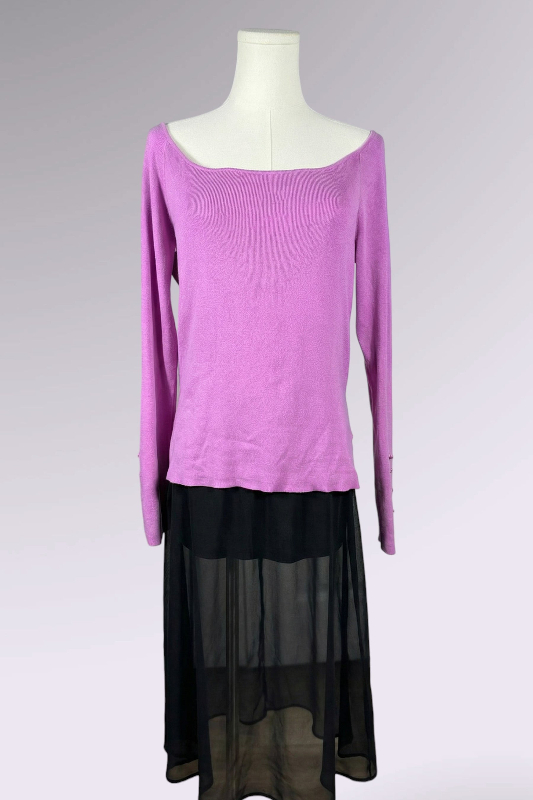 Off Shoulder Silk Blend Top with Detachable Fur Collar | American Vintage