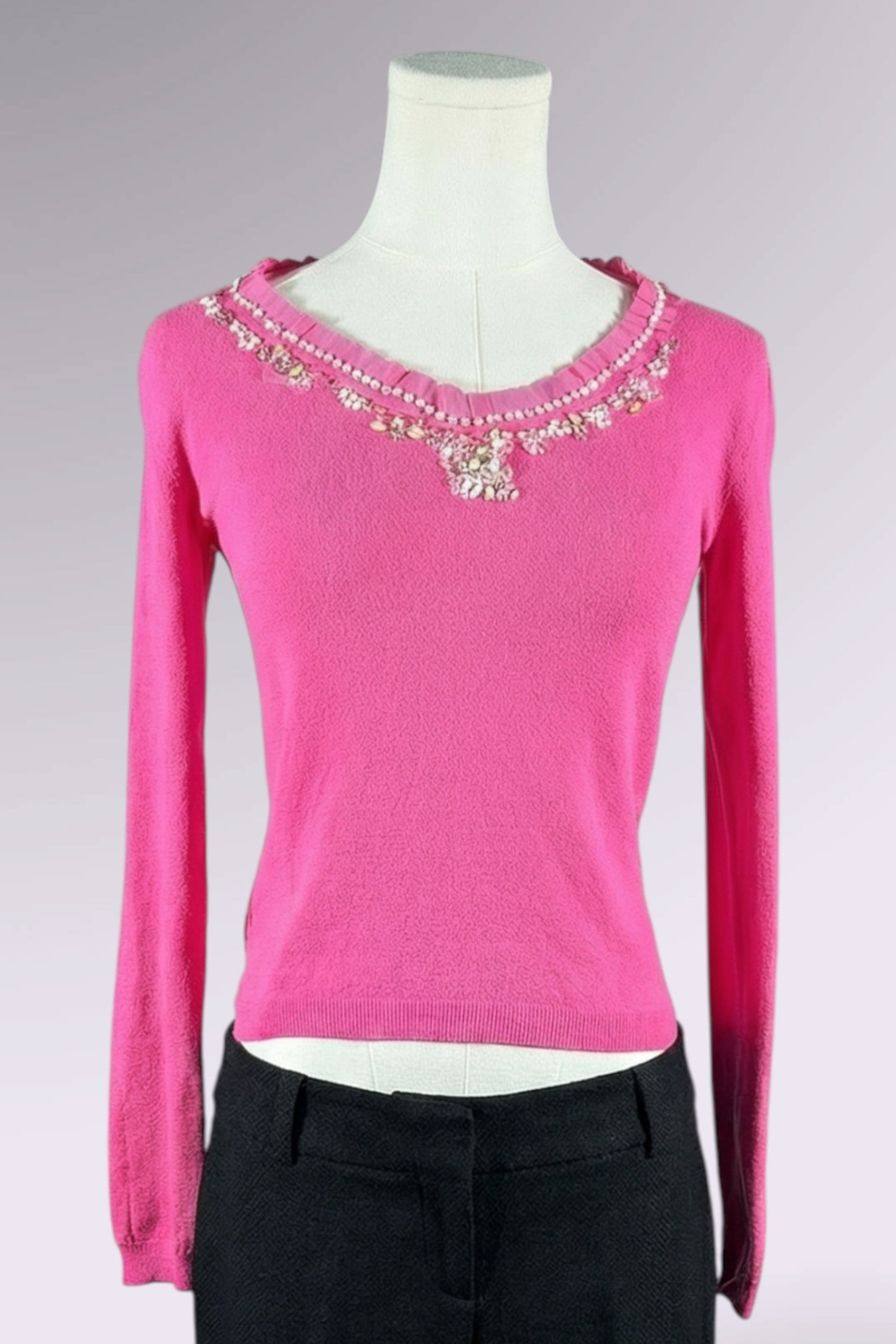 Blumarine Pink Embellished Knit Top | Italian Vintage