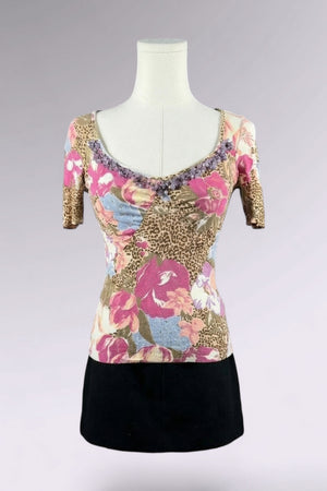 Blumarine Embellished Leopard Print Top | Italian Vintage