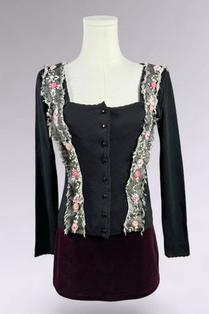 Anna Molinari Floral Embroidered Cardigan | Italian Vintage