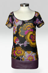 COMING SOON: Roberto cavalli black & multicolor floral print mesh top