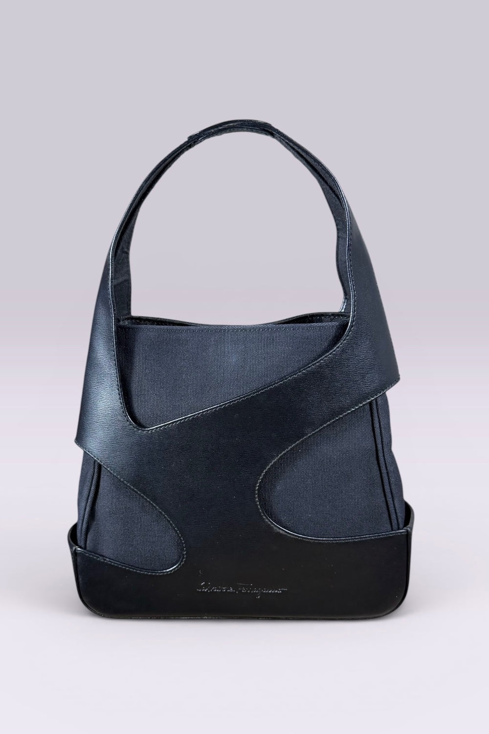 Salvatore Ferragamo Cutout Leather & Canvas Bag | Italian Secondhand