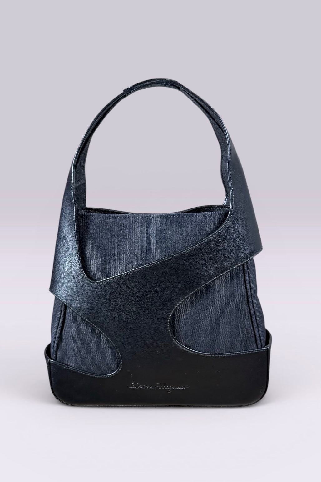 Salvatore Ferragamo Cutout Leather & Canvas Bag | Italian Secondhand