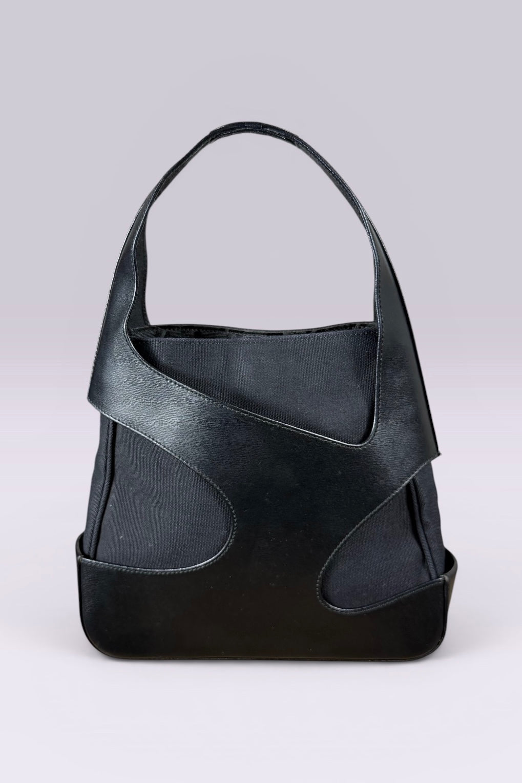 Salvatore Ferragamo Cutout Leather & Canvas Bag | Italian Secondhand