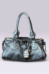 Chloe Paddington Metallic Blue Leather Bag | French Secondhand