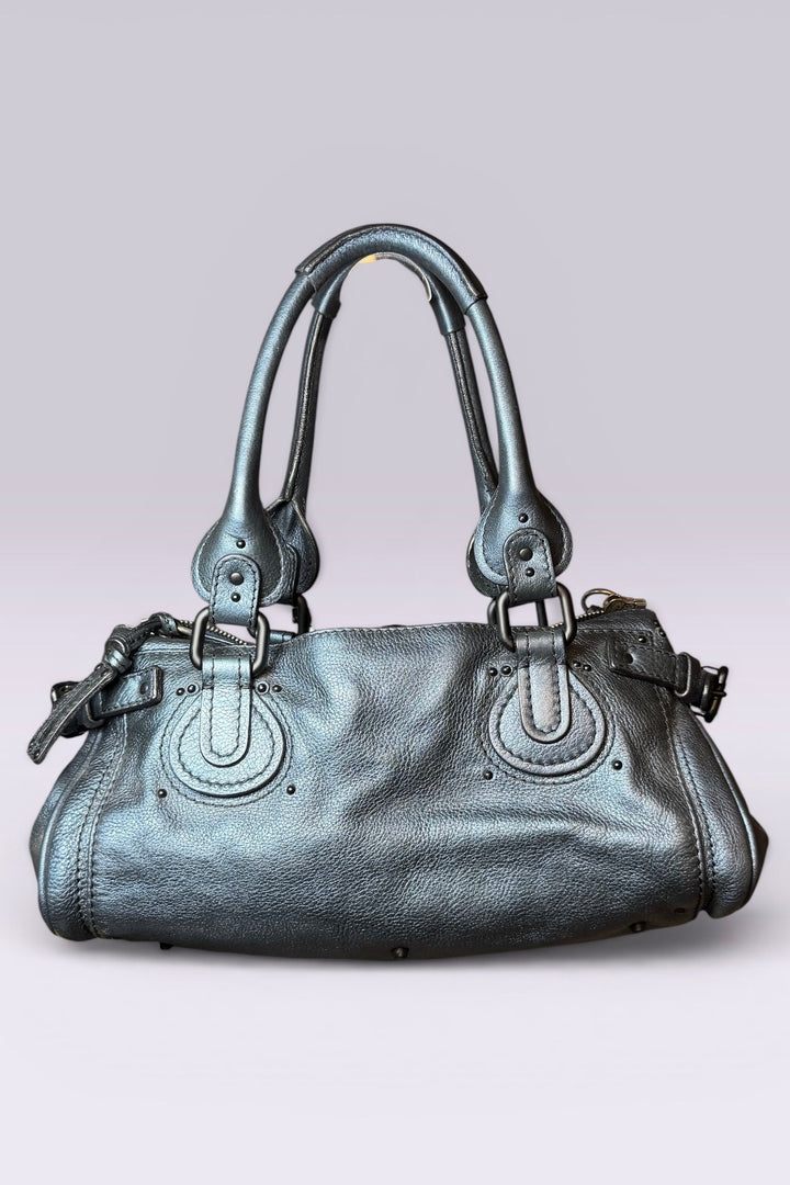 Chloé Paddington Metallic Blue Leather Bag | French Secondhand