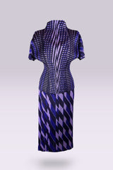 Pleats Please Issey Miyake Printed Pleated Top and Skirt Set | Japanese Secondhand