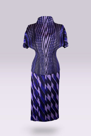 Pleats Please Issey Miyake Printed Pleated Top and Skirt Set | Japanese Secondhand