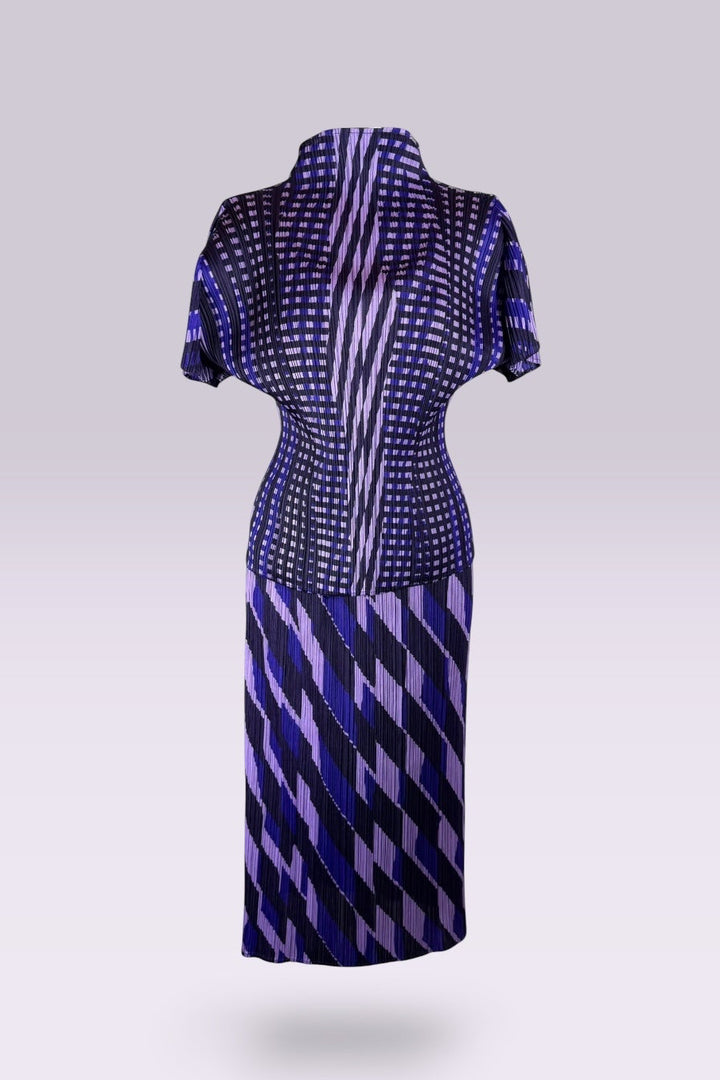 Pleats Please Issey Miyake Printed Pleated Top and Skirt Set | Japanese Secondhand