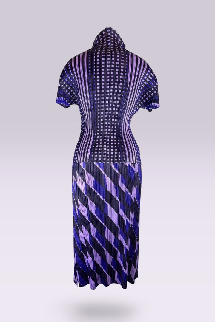 Pleats Please Issey Miyake Printed Pleated Top and Skirt Set | Japanese Secondhand