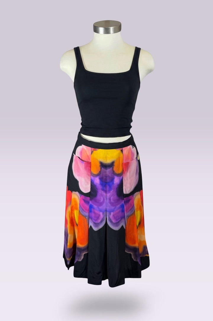 Chanel Abstract Print Silk Pleated Skirt | Runway Archive