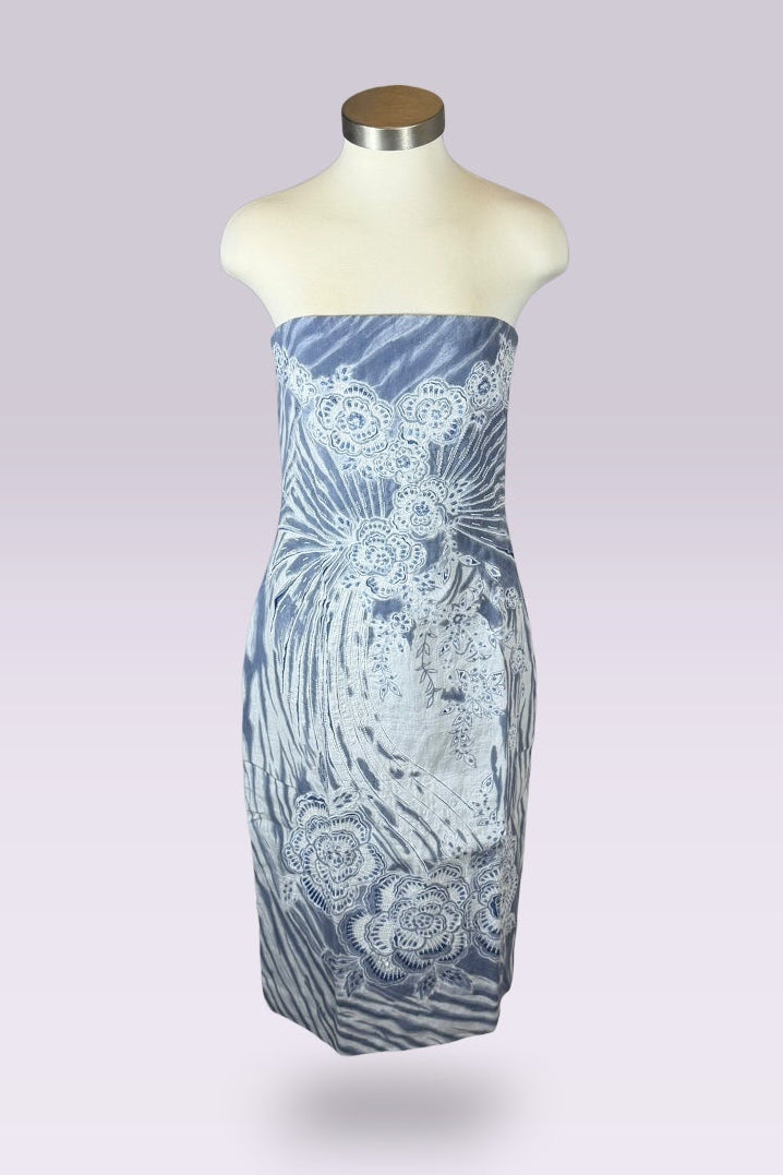 Ralph Lauren Collection Beaded Linen Strapless Dress with Stole | American Secondhand