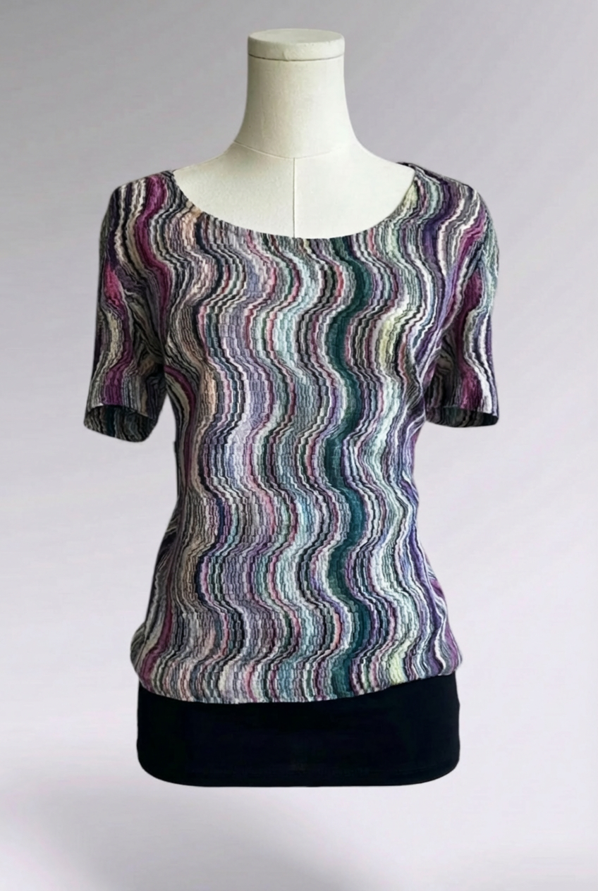 Missoni Wavy Knit Short Sleeve Top | Italian Designer Vintage