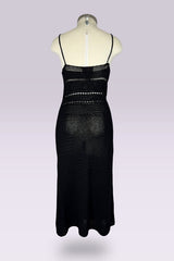 Ralph Ralph Lauren Black Hand-Knit Crochet Knit Midi Dress | American Vintage