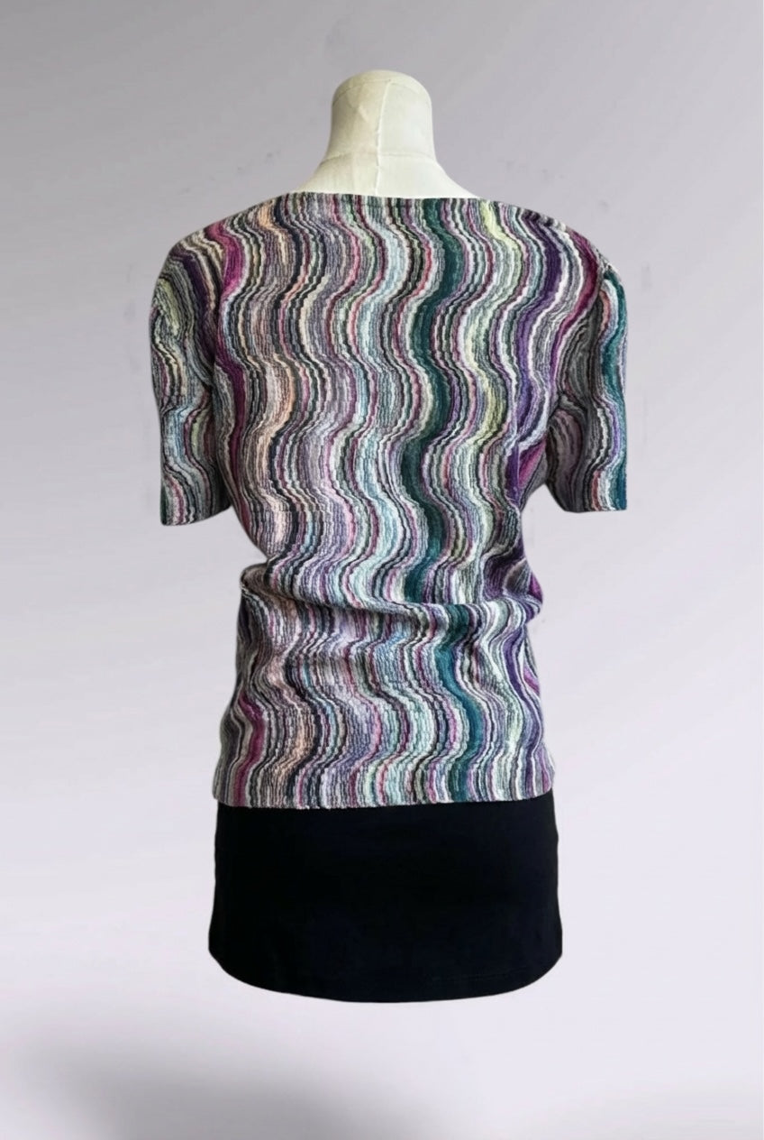Missoni Wavy Knit Short Sleeve Top | Italian Designer Vintage
