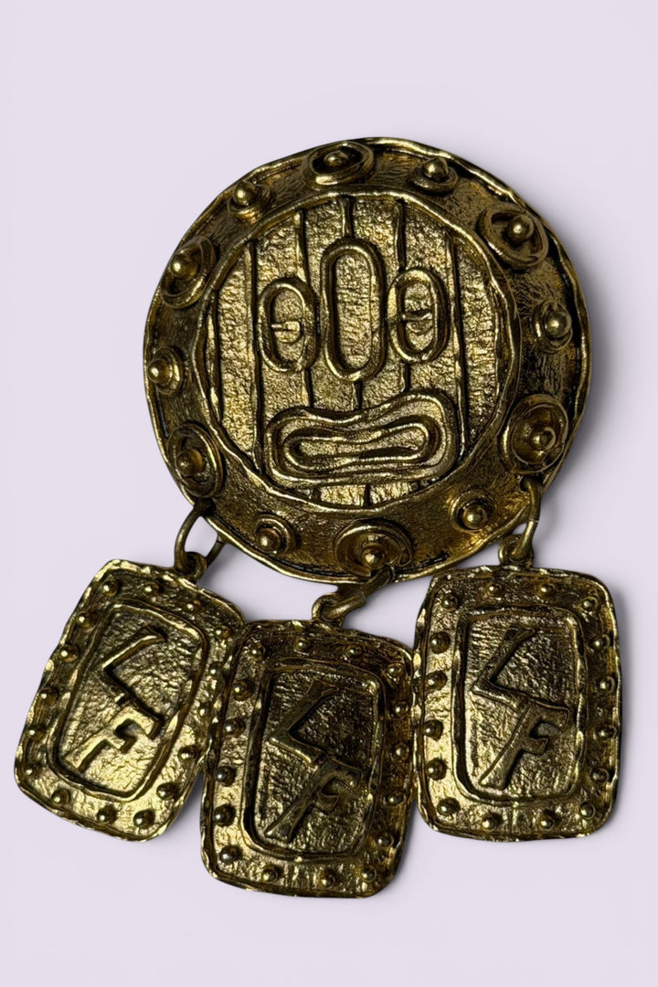 Louis Feraud Abstract Face Statement Brooch | French Vintage