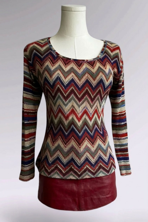 Missoni Chevron Long Sleeve Knit Top | Italian Designer Vintage