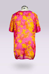 Celine Sheer Silk Fruit Print Oversized Fit Top | French Secondhand