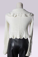 Ralph Lauren Ruffle Knit Tie-Front Sweater | American Vintage