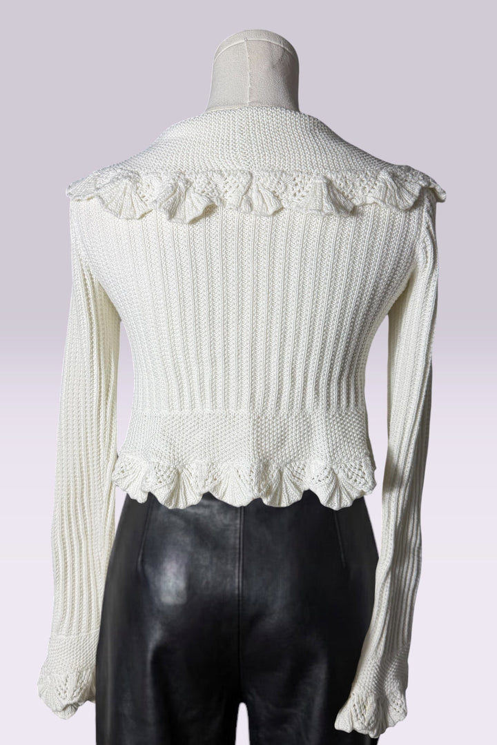 Ralph Lauren Ruffle Knit Tie-Front Sweater | American Vintage