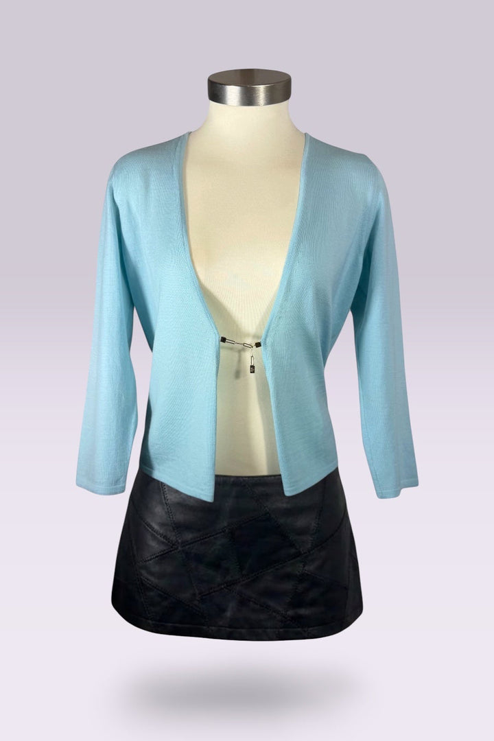 Gucci Light Blue Wool Knit Hook Closure Cardigan | Italian Secondhand