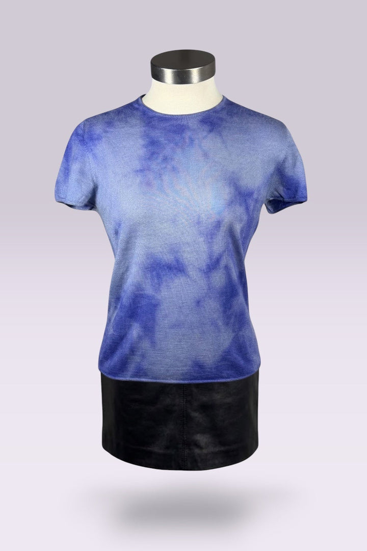 Giorgio Armani 1990s Blue Gradient Cashmere Silk Knit Top | Italian Vintage