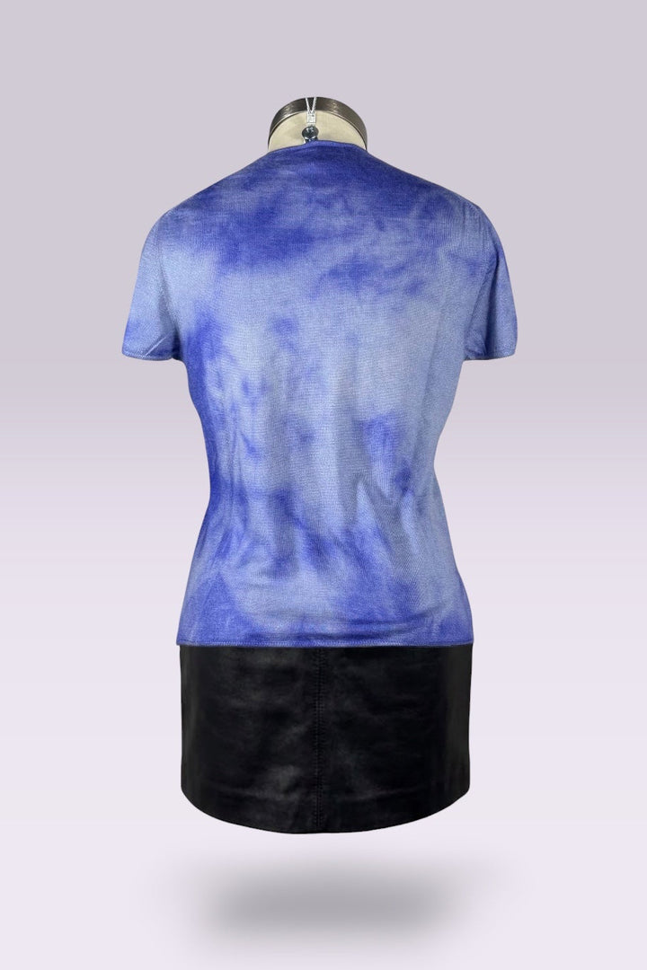 Giorgio Armani 1990s Blue Gradient Cashmere Silk Knit Top | Italian Vintage
