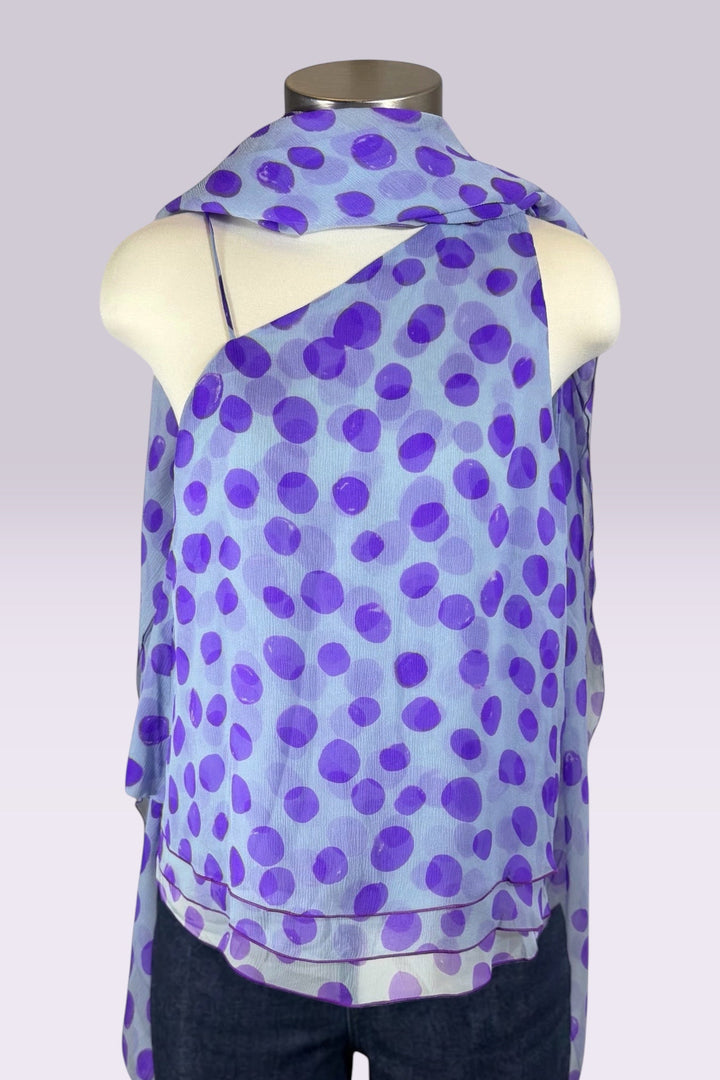 Giorgio Armani Silk Polka Dot One Shoulder Top and Scarf | Italian Secondhand