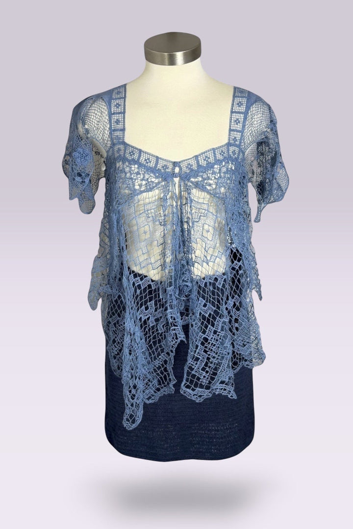 Ralph Lauren Crochet Lace Short Sleeve Top | American Secondhand
