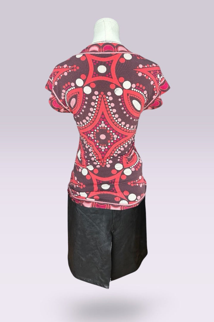 Emilio Pucci Red & Pink Short Sleeve Printed Top | Italian Vintage