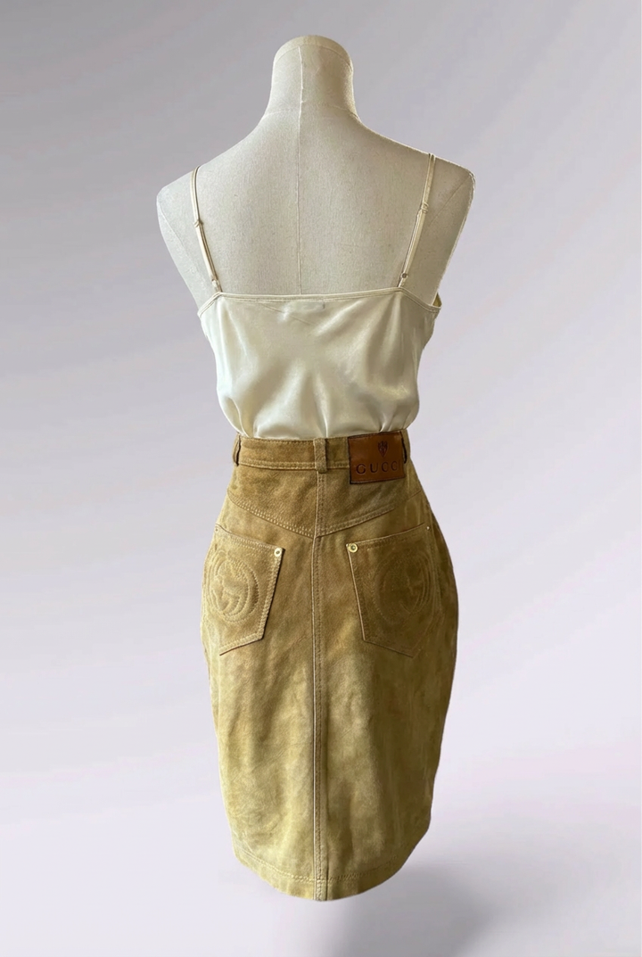90s Gucci Suede Skirt | Italian Designer Vintage